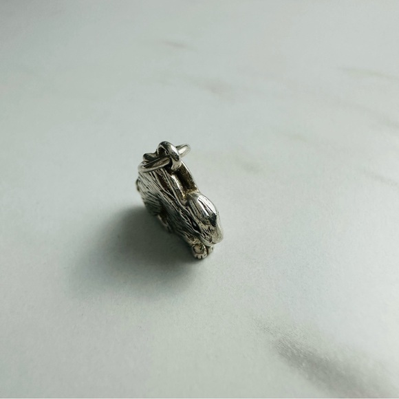 Vintage Sterling Silver Bunny Rabbit Charm | 3D Detailed Animal Pendant - Picture 5 of 7